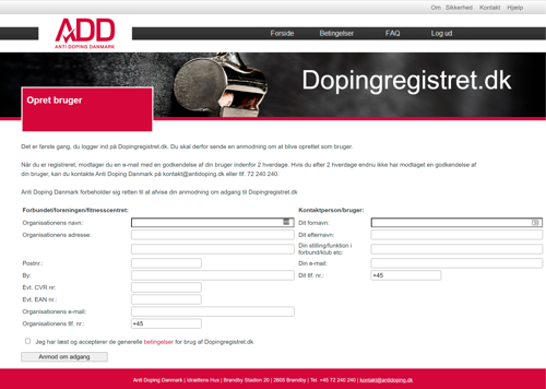 Dopingregistret.dk opret bruger