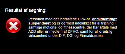 Dopingregistret.dk midlertidig udelukkelse