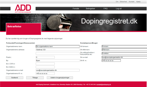 Dopingregistret.dk godkend og bekræft