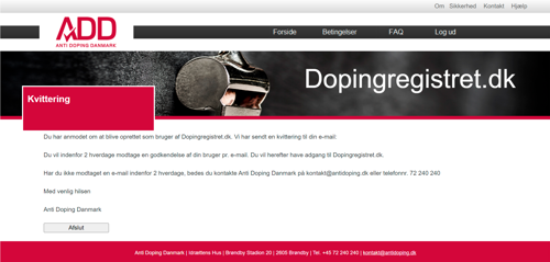 Dopingregistret.dk kvittering
