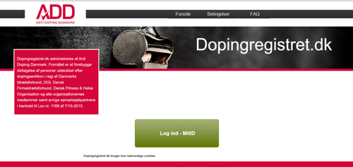 Forsiden af Dopingregistret.dk